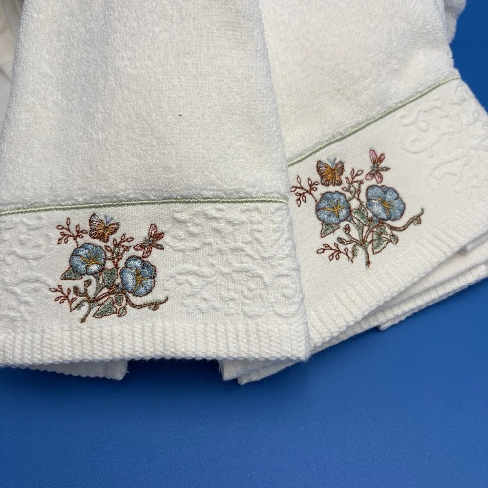 Lenox Butterfly Meadow Bath Hand Finger Tip Towel Set Of 4 Vtg EUC Tags